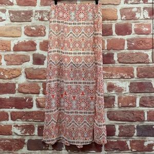 Maurices Maxi Skirt Women's Small Pink White Multicolor Boho Abstract Pull On